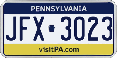 PA license plate JFX3023
