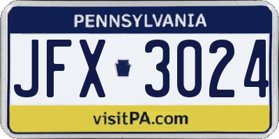 PA license plate JFX3024