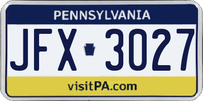PA license plate JFX3027
