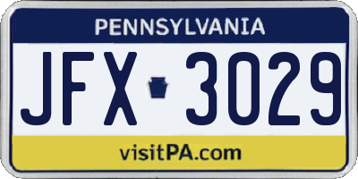 PA license plate JFX3029