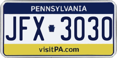 PA license plate JFX3030