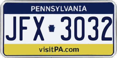 PA license plate JFX3032