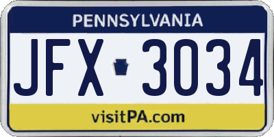 PA license plate JFX3034