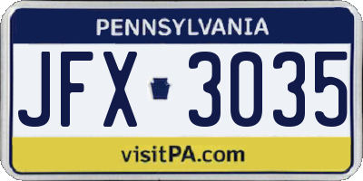 PA license plate JFX3035