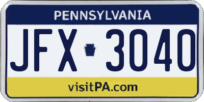 PA license plate JFX3040