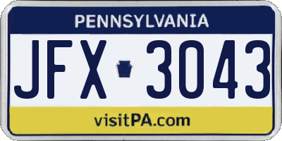 PA license plate JFX3043