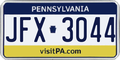 PA license plate JFX3044