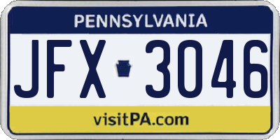 PA license plate JFX3046