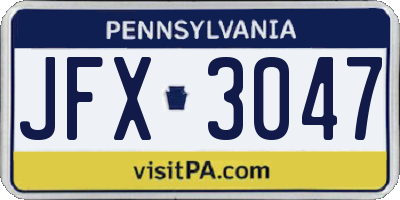 PA license plate JFX3047