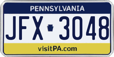 PA license plate JFX3048