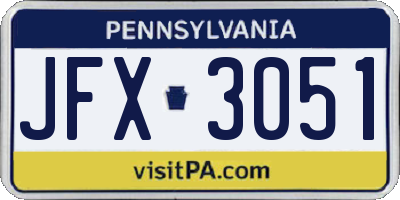 PA license plate JFX3051