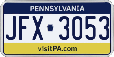 PA license plate JFX3053