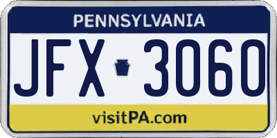 PA license plate JFX3060