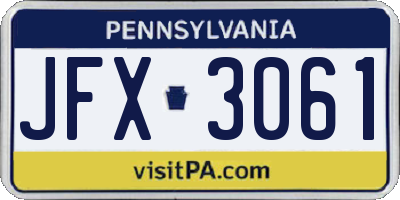 PA license plate JFX3061
