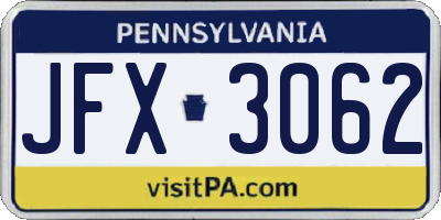 PA license plate JFX3062