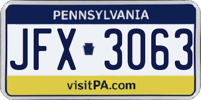 PA license plate JFX3063