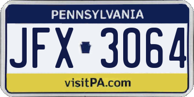 PA license plate JFX3064