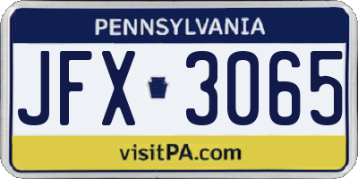 PA license plate JFX3065