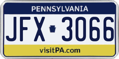 PA license plate JFX3066