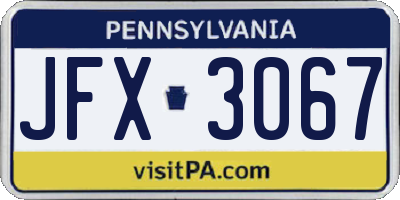 PA license plate JFX3067
