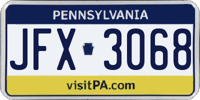 PA license plate JFX3068