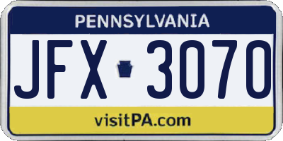 PA license plate JFX3070