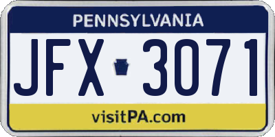 PA license plate JFX3071