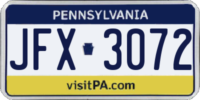 PA license plate JFX3072