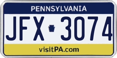 PA license plate JFX3074