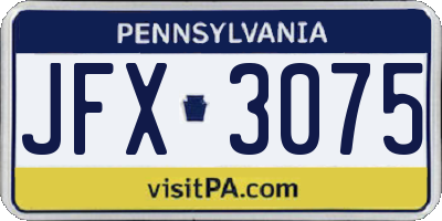 PA license plate JFX3075