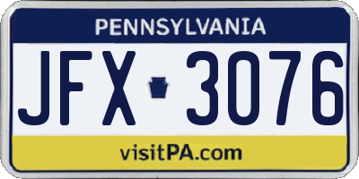 PA license plate JFX3076