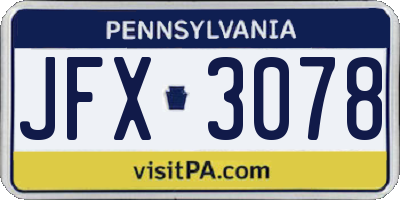 PA license plate JFX3078