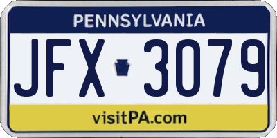 PA license plate JFX3079