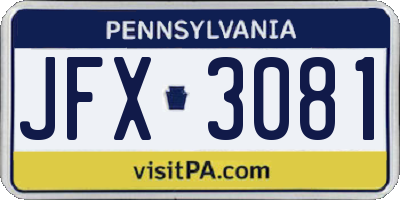 PA license plate JFX3081