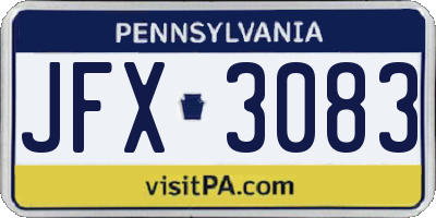 PA license plate JFX3083