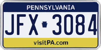 PA license plate JFX3084
