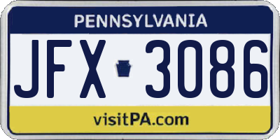 PA license plate JFX3086