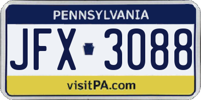PA license plate JFX3088