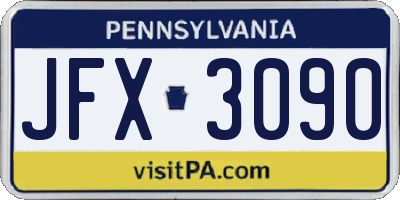 PA license plate JFX3090