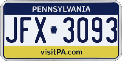 PA license plate JFX3093