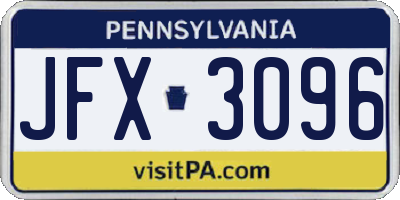 PA license plate JFX3096