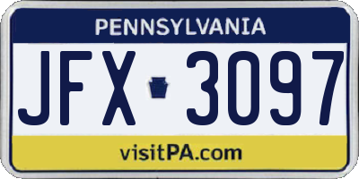 PA license plate JFX3097
