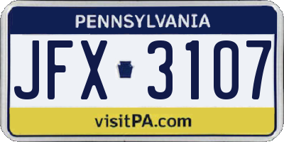 PA license plate JFX3107