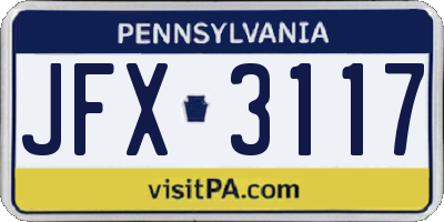 PA license plate JFX3117