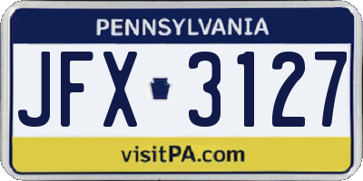 PA license plate JFX3127