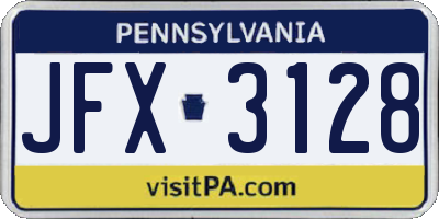 PA license plate JFX3128