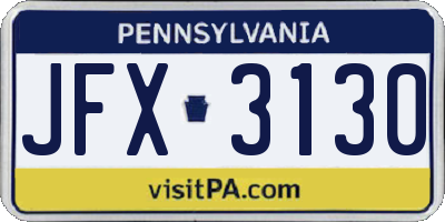 PA license plate JFX3130