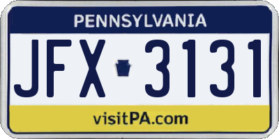 PA license plate JFX3131