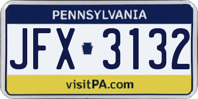 PA license plate JFX3132