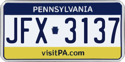 PA license plate JFX3137